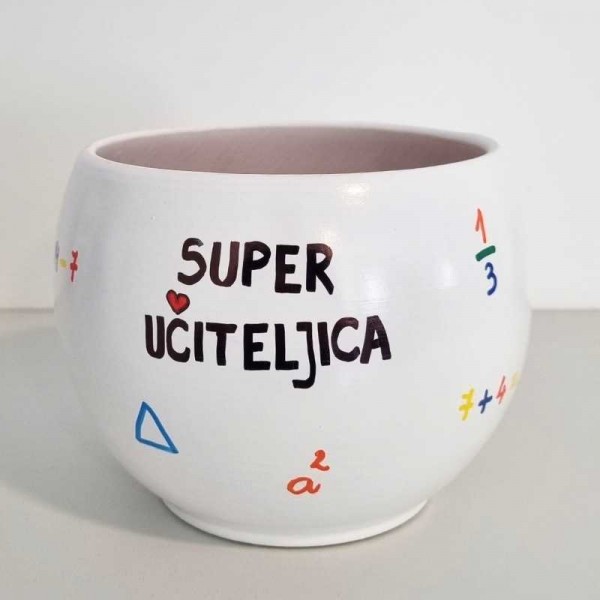 Lonec Bali z ročno poslikavo Super učiteljica